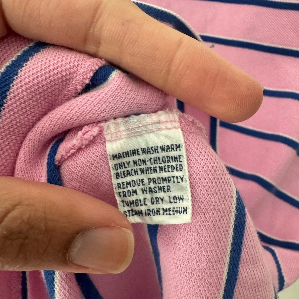 Polo Ralph Lauren Pink Blue & White Stripes Polo Shirt Size L